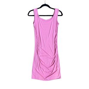 Pink sleeveless ruched breathable flattering maternity optional summer tank dres